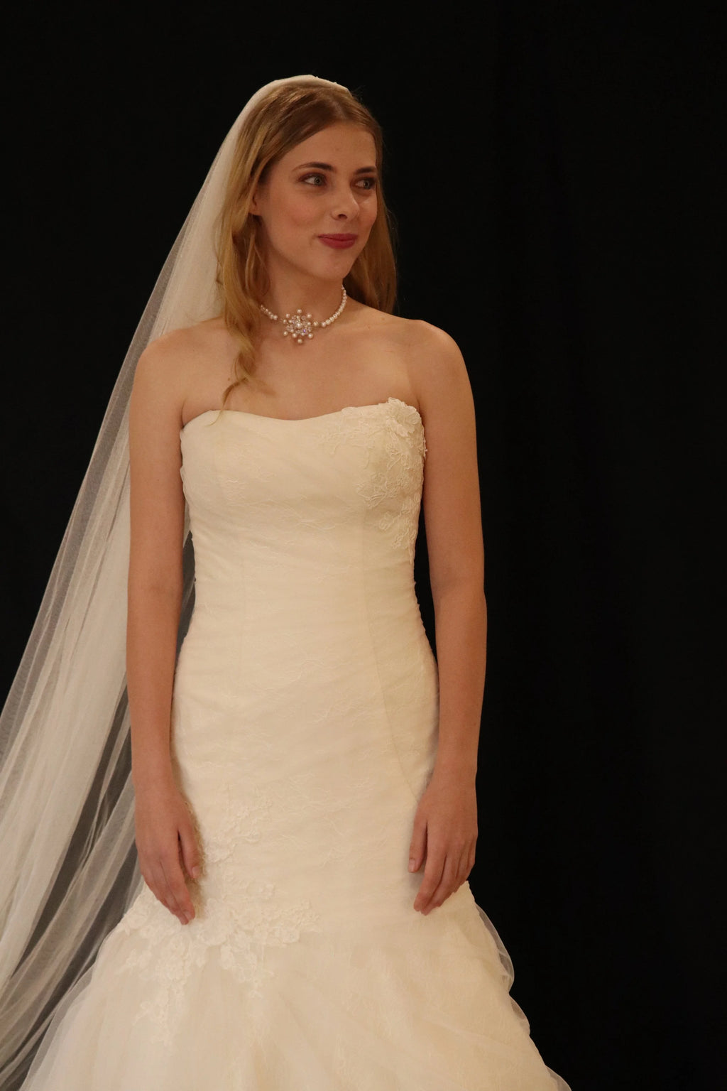 Martina Liana wedding dress hire Perth – 3D delicate lace, finely boned bodice, luxurious full detailed fitted skirt, fits AU10-12