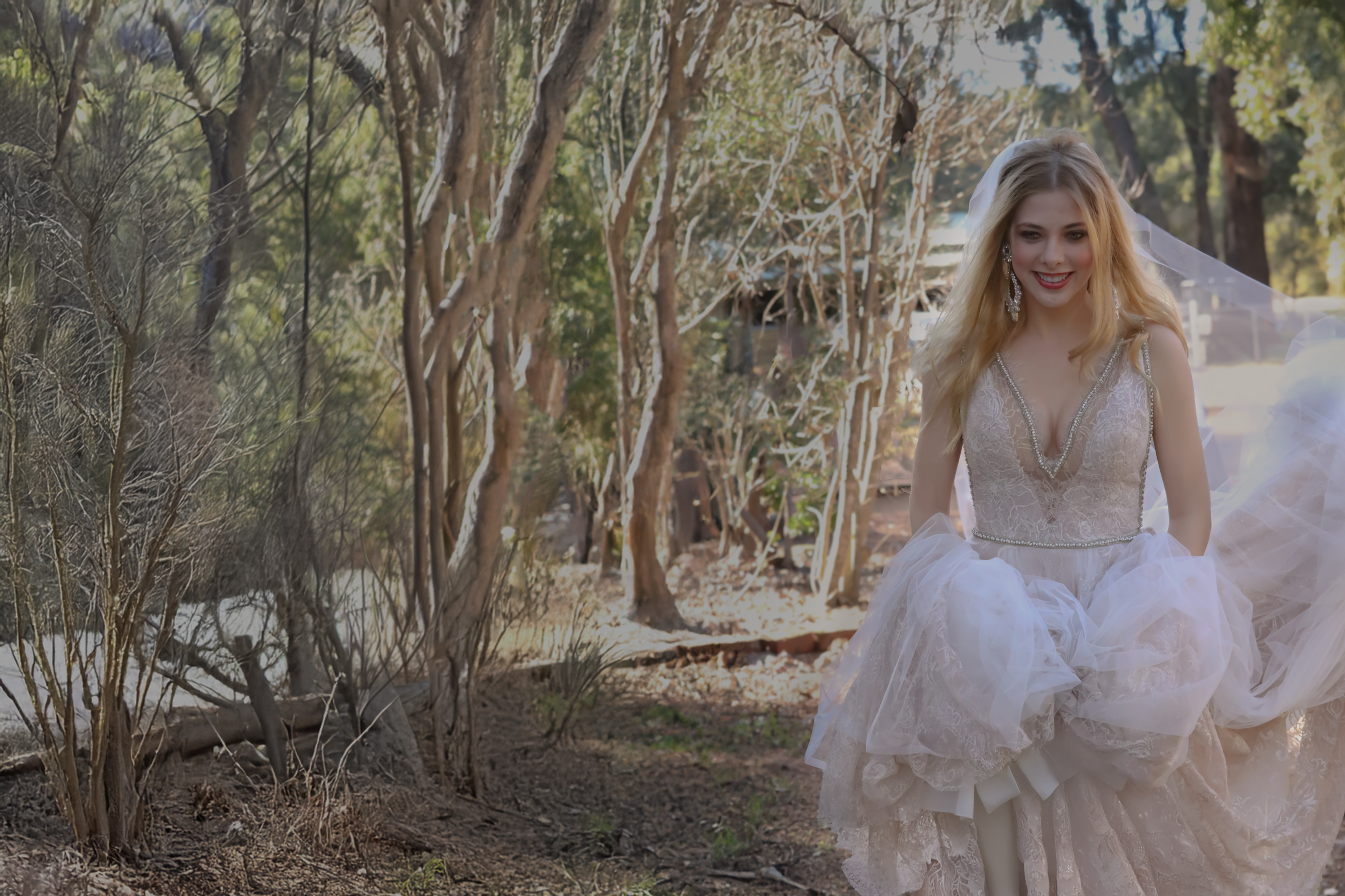 A bride in a wedding dress in the Perth hills